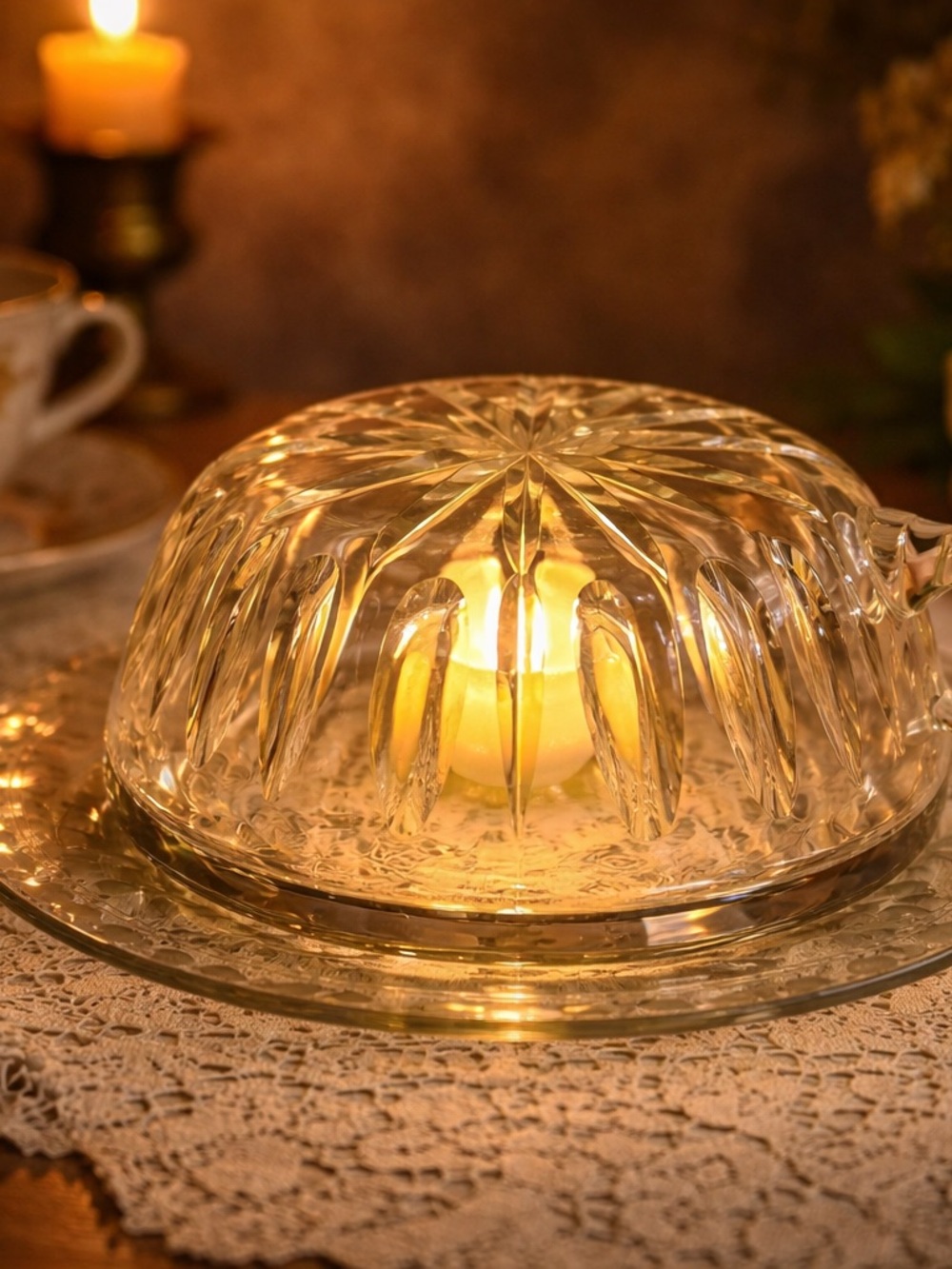 Handmade Crystal Fairy Lamp Upcycled Vintage Glass Handle Detail | One of a Kind